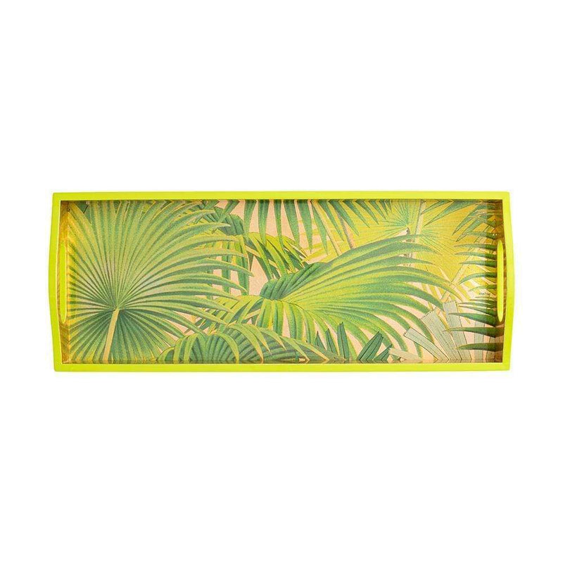 Caspari Palm Fronds Lacquer Bar Tray In Gold - 1 Each
