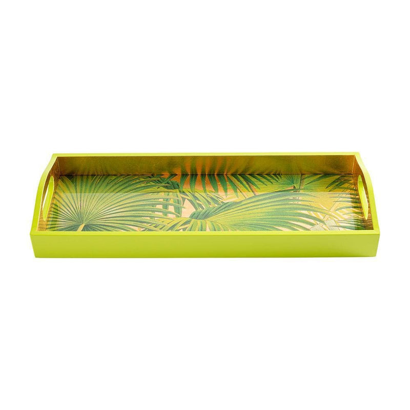 Caspari Palm Fronds Lacquer Bar Tray In Gold - 1 Each