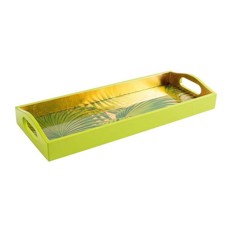 caspari Palm Fronds Lacquer Bar Tray in Gold - 1 Each