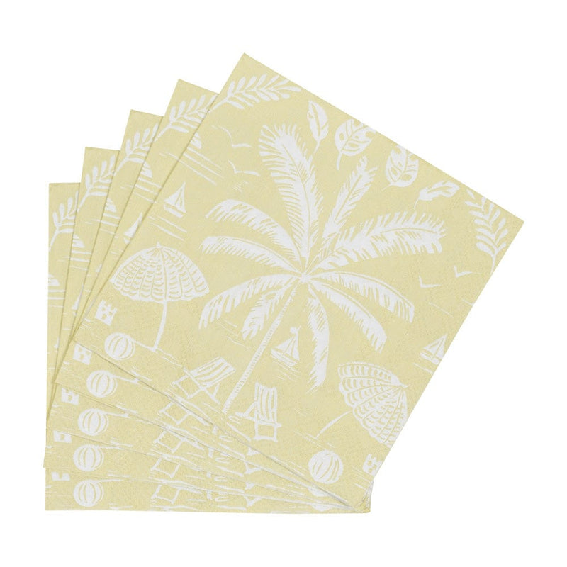 Caspari Palms And Parasols Key Lime Cocktail Napkins - 20 Per Package