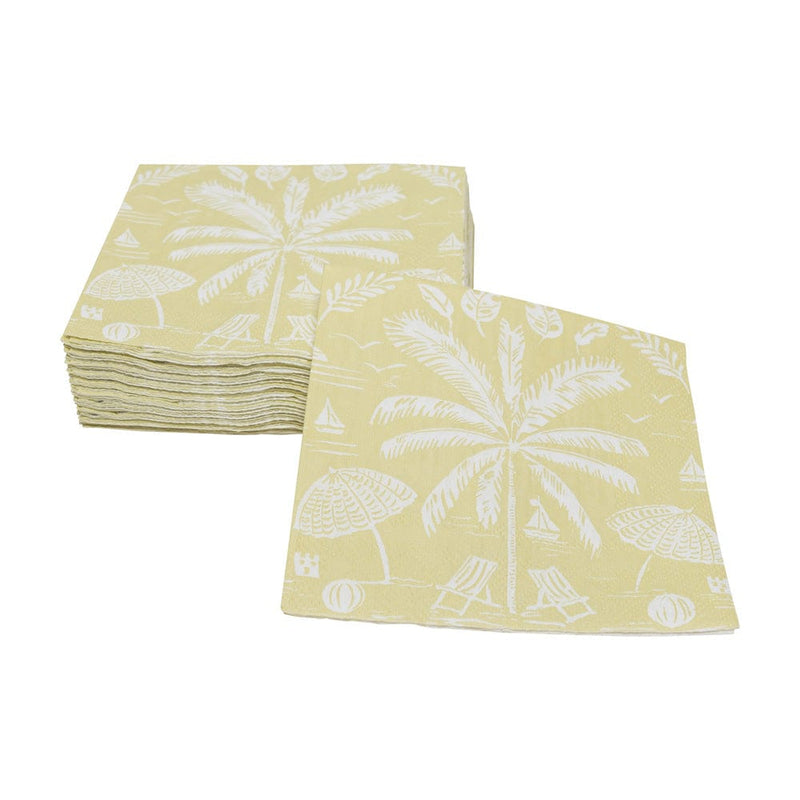 Caspari Palms And Parasols Key Lime Cocktail Napkins - 20 Per Package