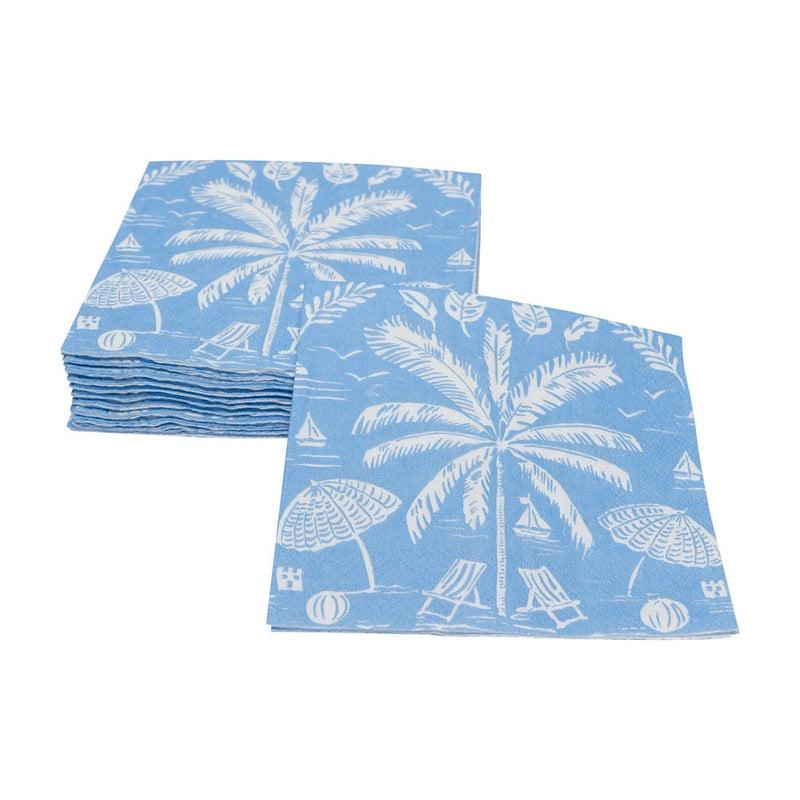 Caspari Palms And Parasols Ocean Cocktail Napkins - 20 Per Package
