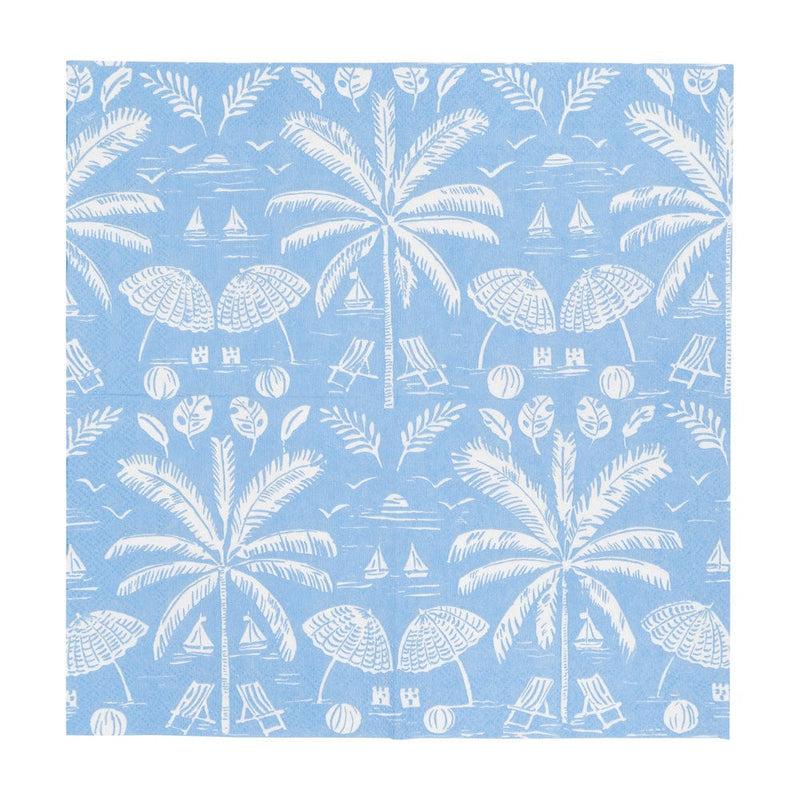 Caspari Palms And Parasols Ocean Cocktail Napkins - 20 Per Package