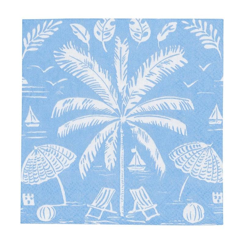 caspari Palms And Parasols Ocean Cocktail Napkins - 20 Per Package