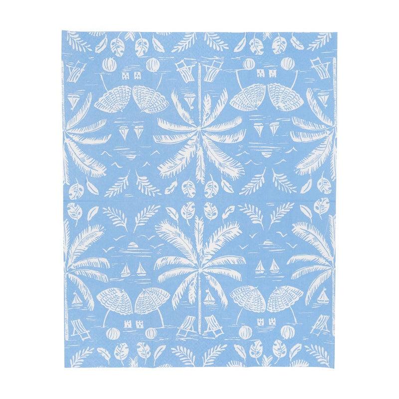 Caspari Palms And Parasols Ocean Guest Towel Napkins - 15 Per Package