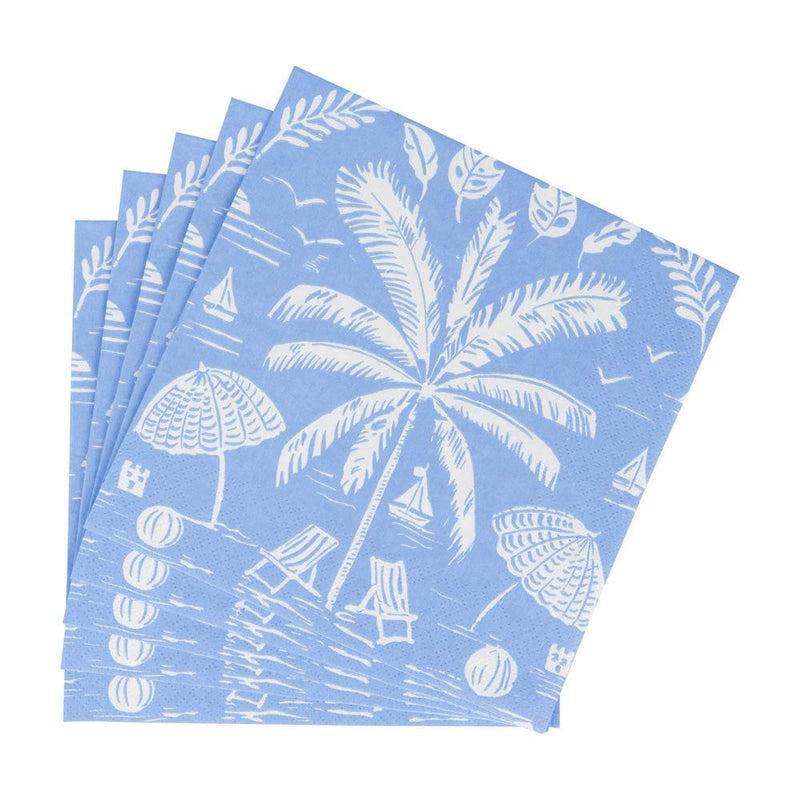 Caspari Palms And Parasols Ocean Luncheon Napkins - 20 Per Package