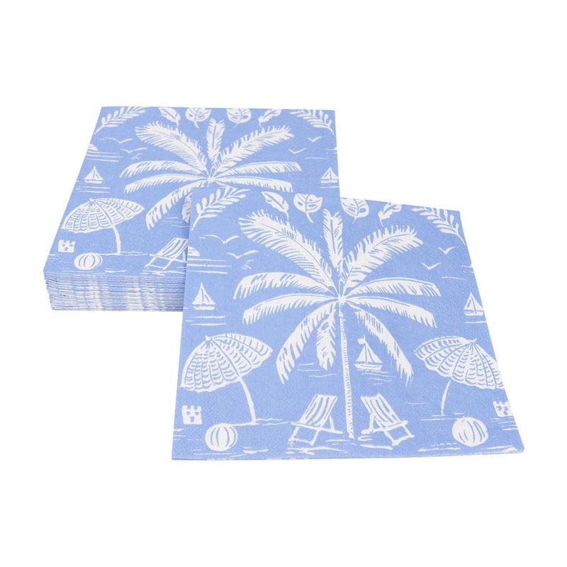 Caspari Palms And Parasols Ocean Luncheon Napkins - 20 Per Package