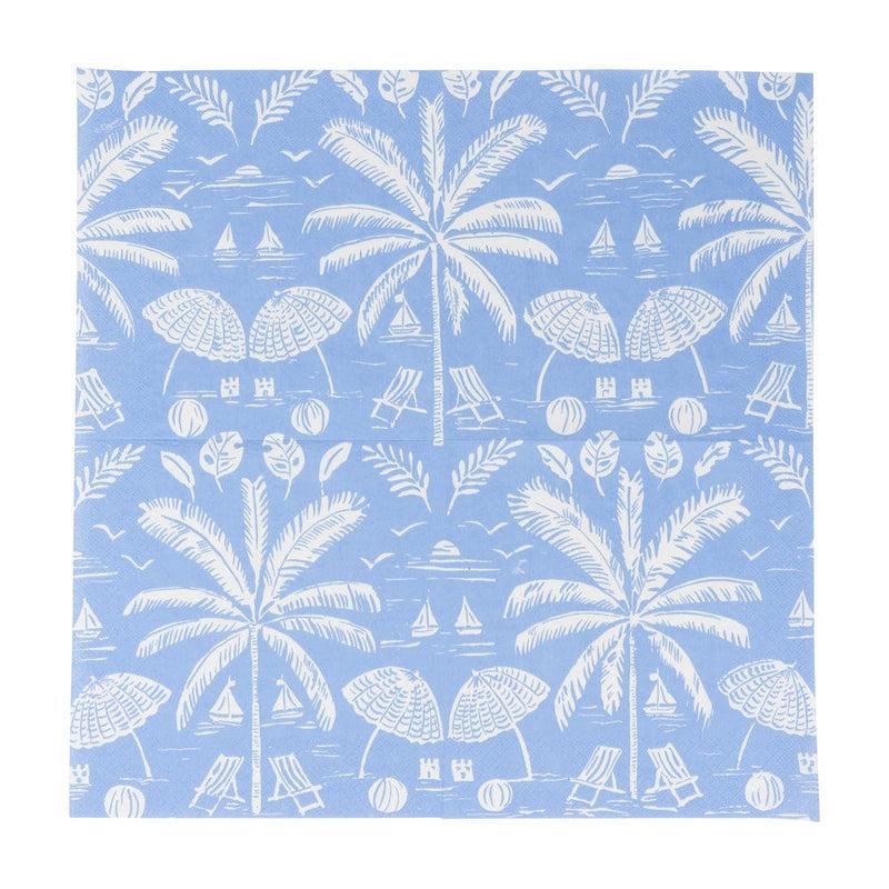 Caspari Palms And Parasols Ocean Luncheon Napkins - 20 Per Package