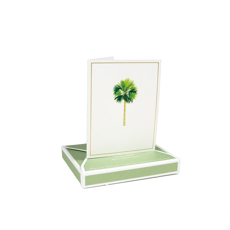 Caspari Palms Foil Boxed Note Cards - 10 Cards And 10 Envelopes Per Package