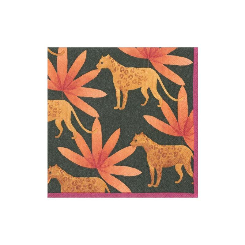 Caspari Panthera Paper Cocktail Napkins In Fuchsia - 20 Per Package