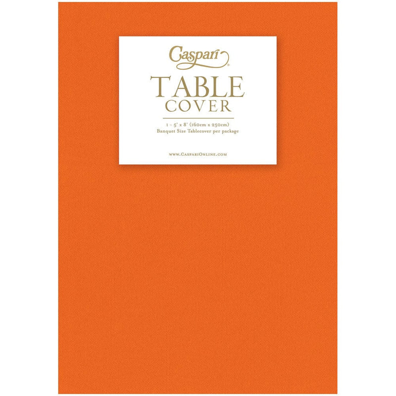 caspari Paper Linen Solid Table Cover in Tangerine - 1 Each