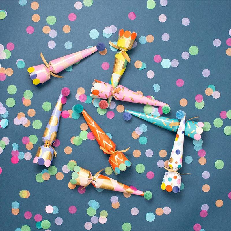 Caspari Party Hats Cone Celebration Crackers - 8 Per Box