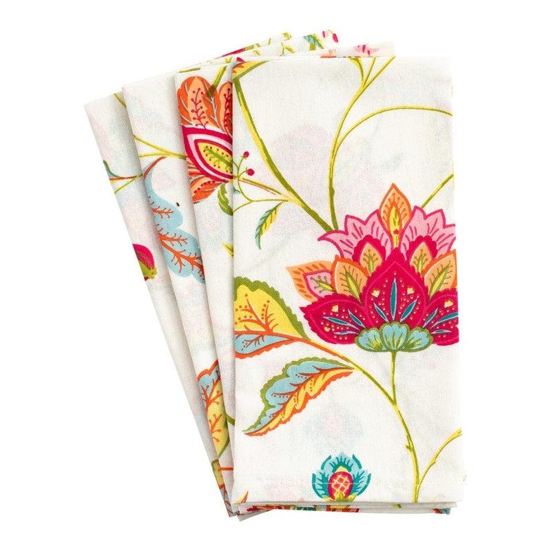 Caspari Passage To India Cloth Dinner Napkins In Ivory Multi - Set Of 4