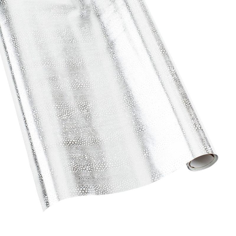 caspari Pebble Foil Metallic Gift Wrapping Paper in Silver & White - 30" x 6' Roll
