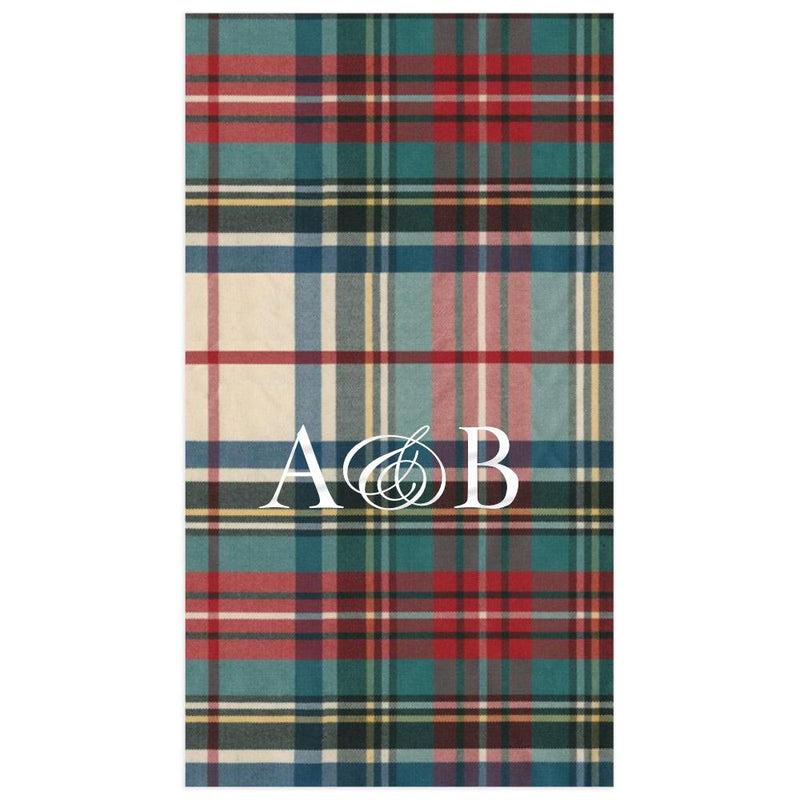 caspari Personalized Double Initial Dress Stewart Tartan Guest Towel Napkins