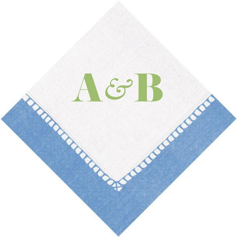 caspari Personalized Double Initial Linen Border Cocktail Napkins