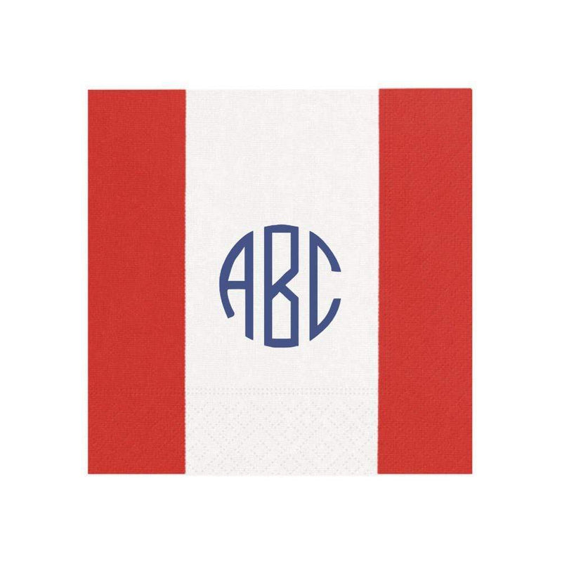 caspari Personalized Monogram Bandol Stripe Cocktail Napkins