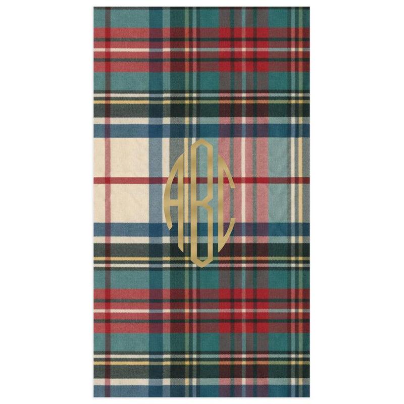 caspari Personalized Monogram Dress Stewart Tartan Guest Towel Napkins