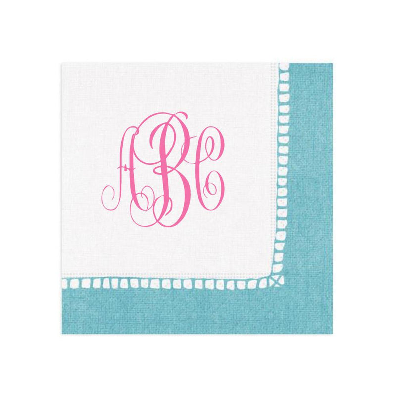 caspari Personalized Monogram Linen Border Cocktail Napkins
