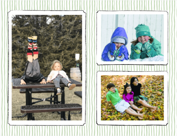 caspari Personalized Pinstripe Happy Holidays in Sage Green Holiday Photo Cards - Landscape