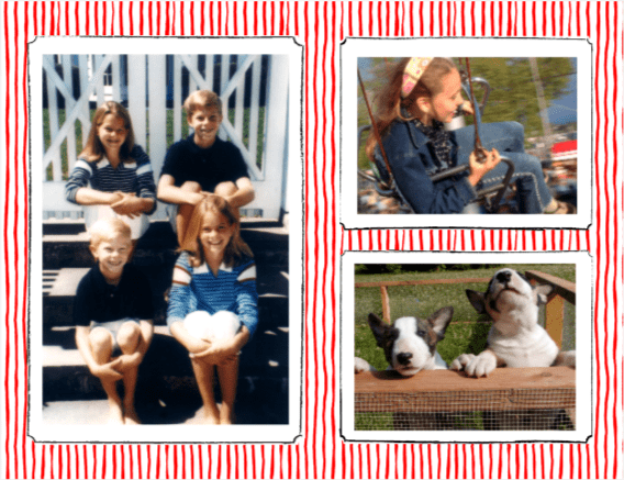 caspari Personalized Red Pinstripe Merry Christmas Holiday Photo Cards - Landscape