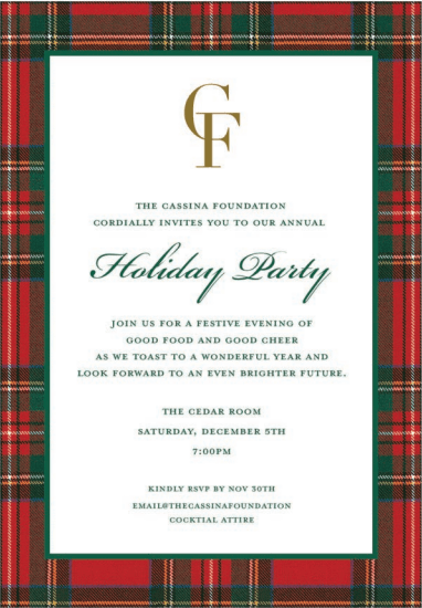 caspari Personalized Royal Plaid Border Invitations