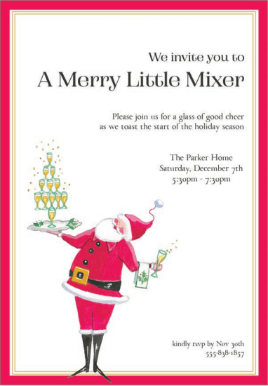 caspari Personalized Santa Serving Cocktails Invitations