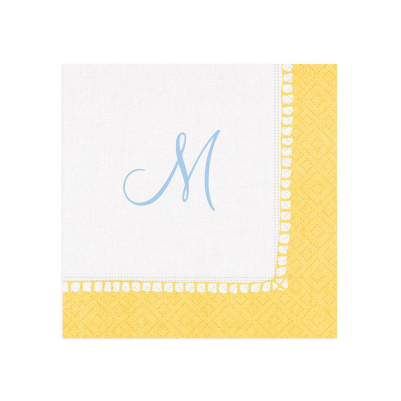 caspari Personalized Single Initial Linen Border Cocktail Napkins