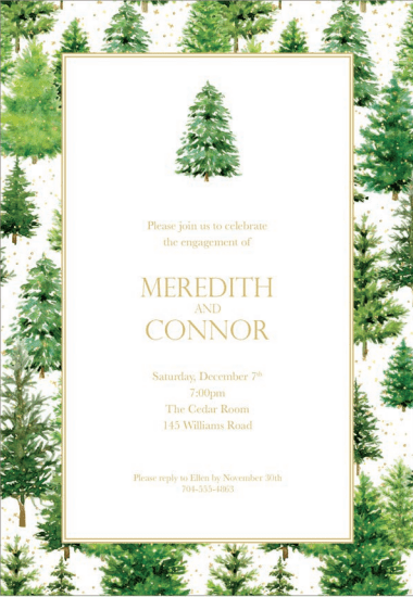 caspari Personalized White Christmas Border Invitations