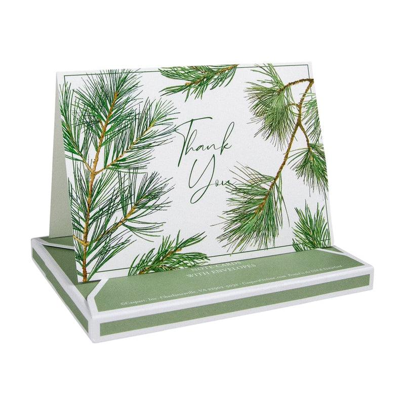 Caspari Pine Branches Thank You Notes - 8 Note Cards And Envelopes