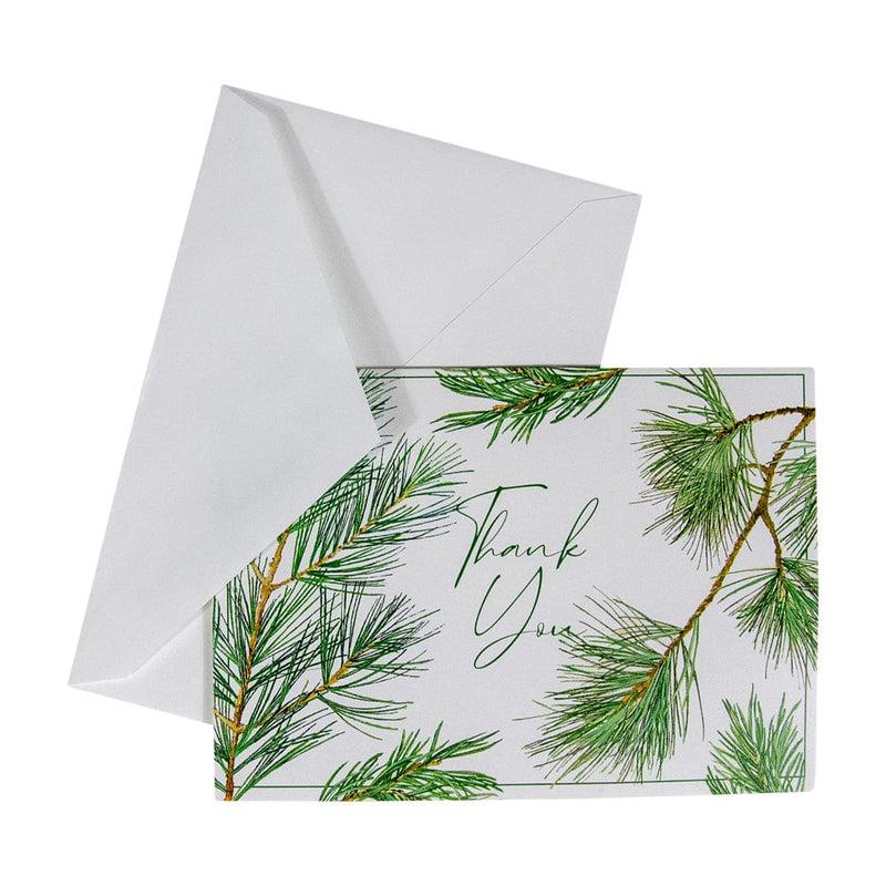 Caspari Pine Branches Thank You Notes - 8 Note Cards And Envelopes
