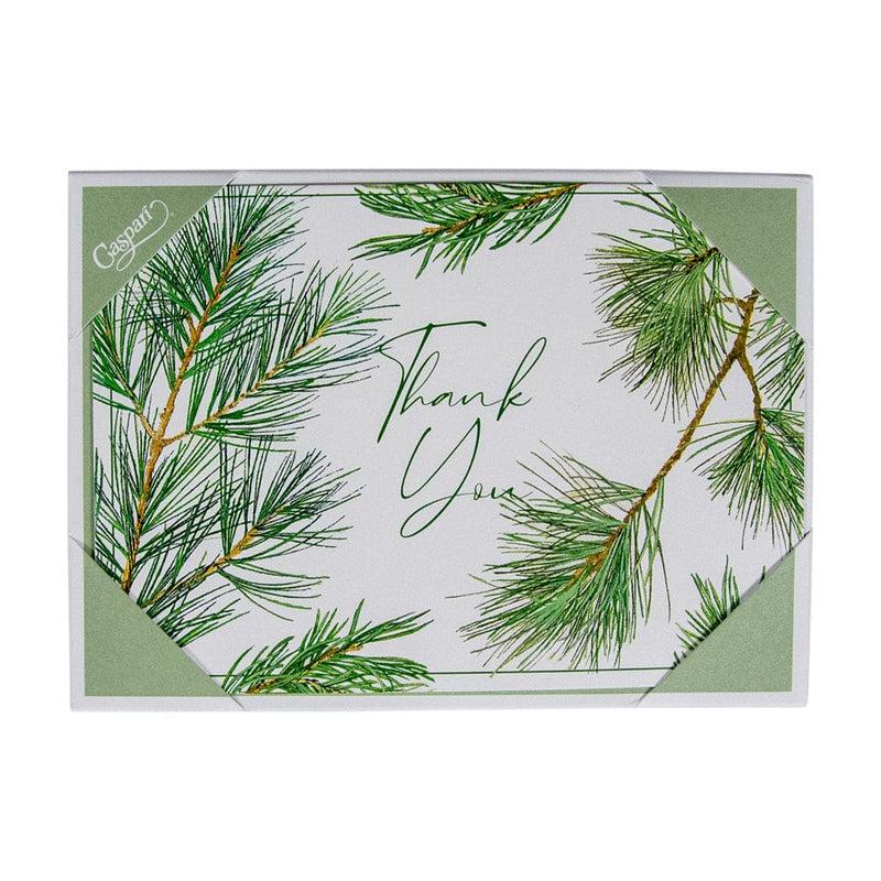 caspari Pine Branches Thank You Notes - 8 Note Cards And Envelopes