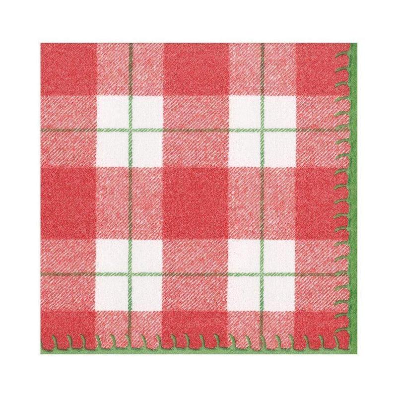 caspari Plaid Check Paper Linen Luncheon Napkins in Red - 15 Per Package - 2 Packages