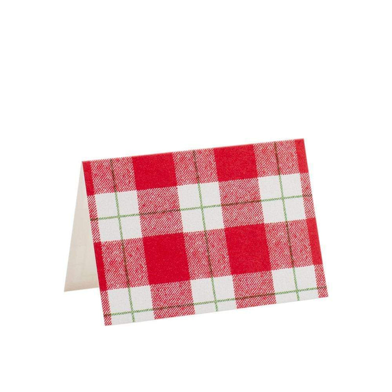 Caspari Plaid Check Place Cards In Red - 10 Per Package