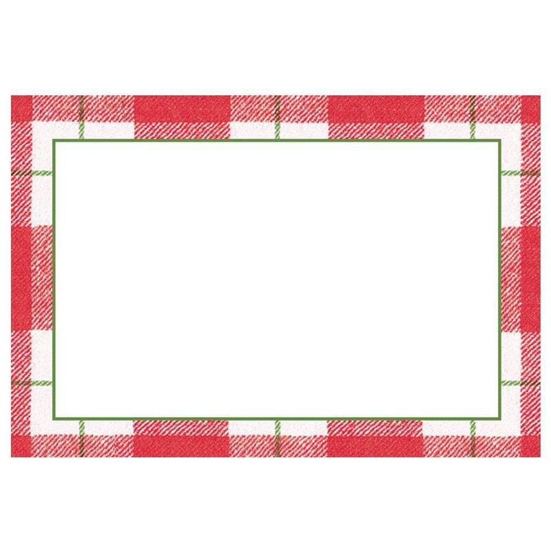 Caspari Plaid Check Place Cards In Red - 10 Per Package
