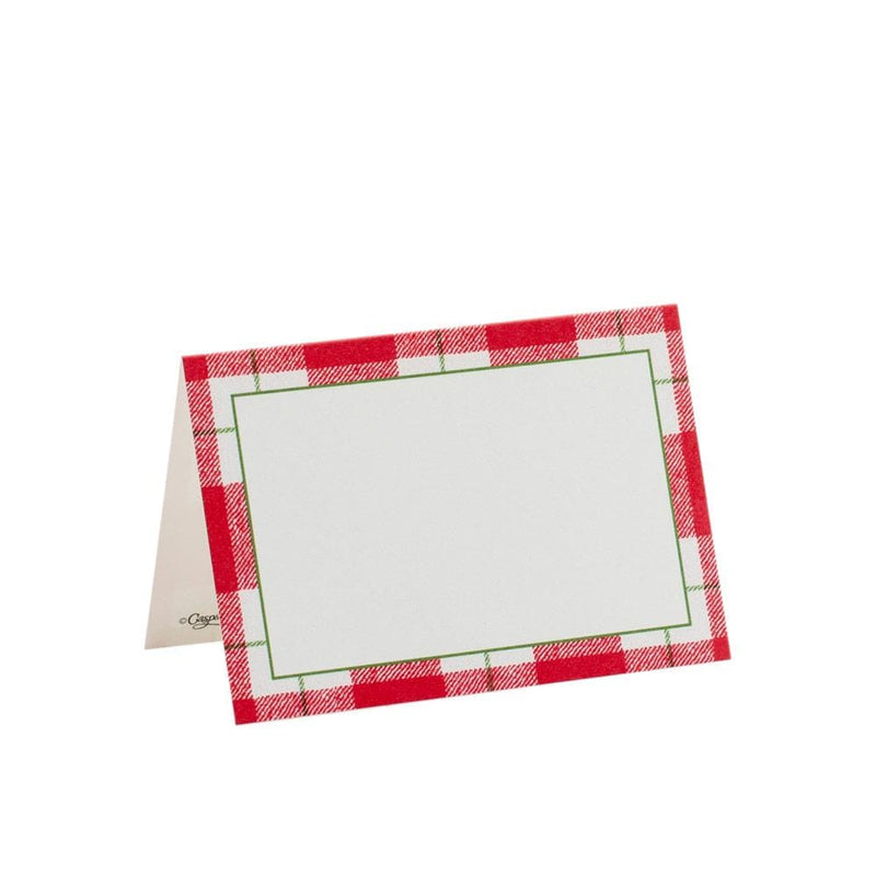 caspari Plaid Check Place Cards in Red - 10 Per Package