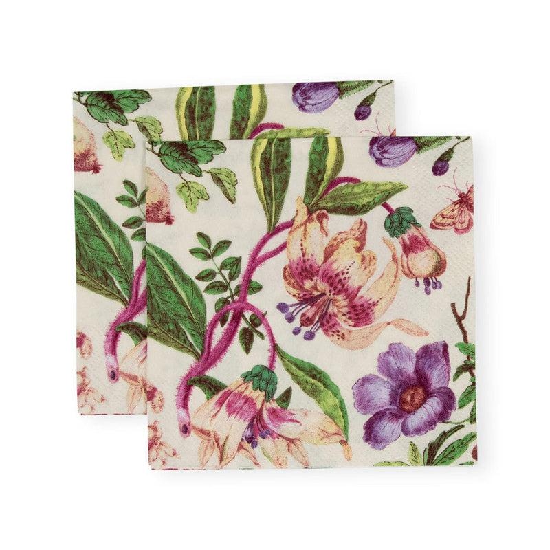Caspari Porcelain Blooms Ivory Cocktail Napkins - 20 Per Package