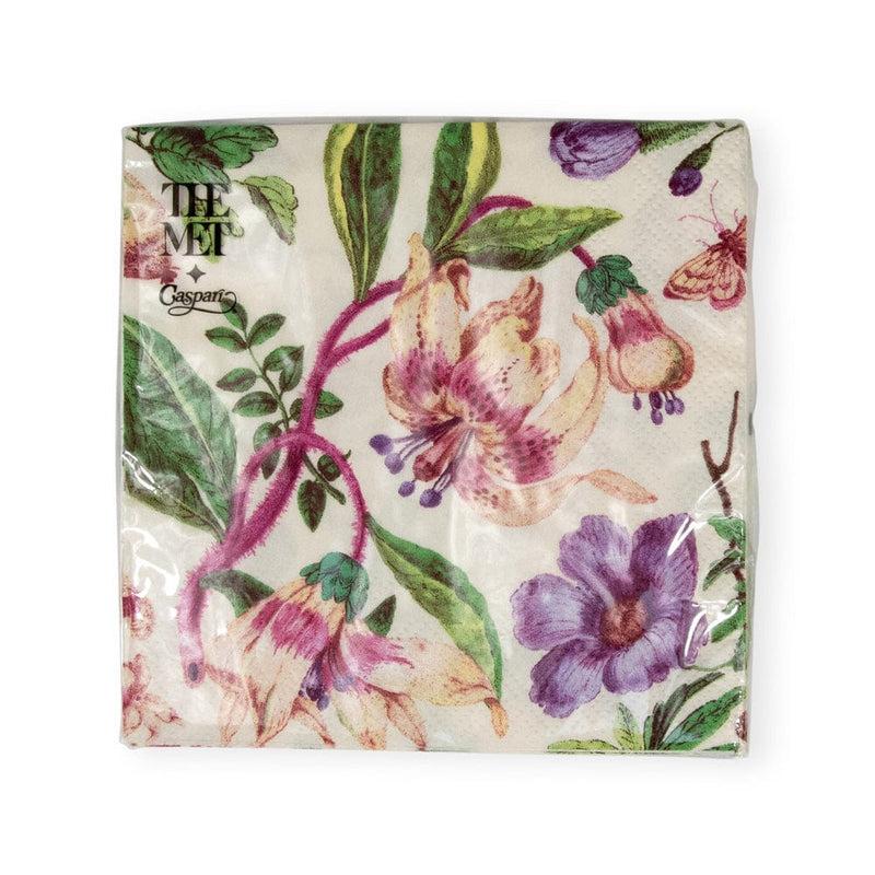 Caspari Porcelain Blooms Ivory Cocktail Napkins - 20 Per Package
