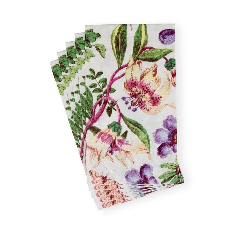 Caspari Porcelain Blooms Ivory Guest Towel Napkins - 15 Per Package