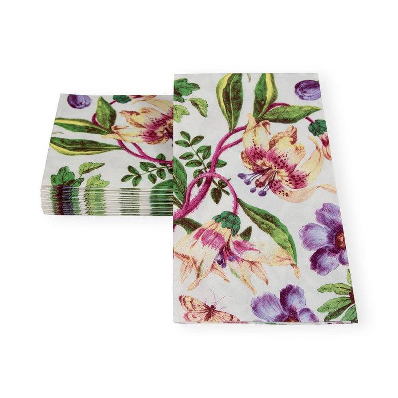 Caspari Porcelain Blooms Ivory Guest Towel Napkins - 15 Per Package