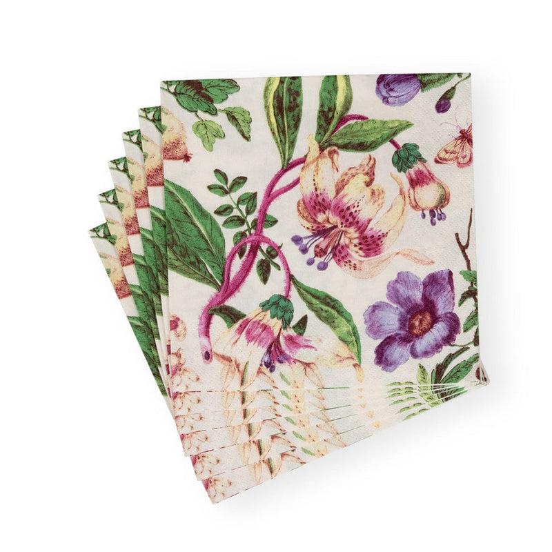 Caspari Porcelain Blooms Ivory Luncheon Napkins - 20 Per Package