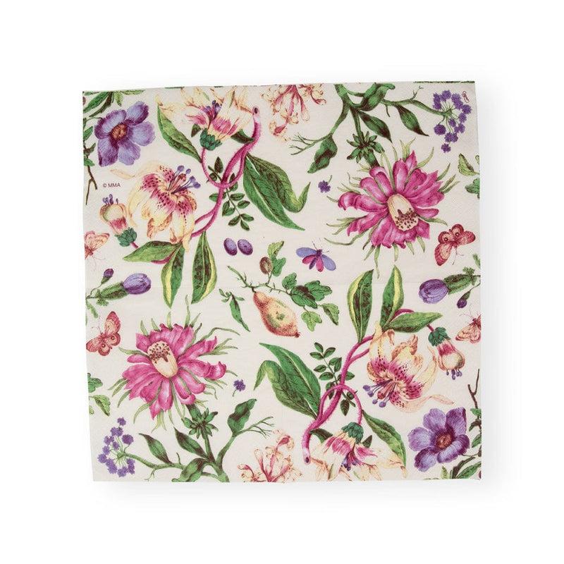 Caspari Porcelain Blooms Ivory Luncheon Napkins - 20 Per Package