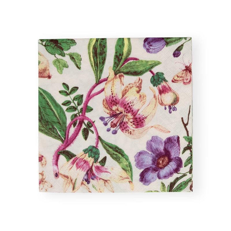 caspari Porcelain Blooms Ivory Luncheon Napkins - 20 Per Package