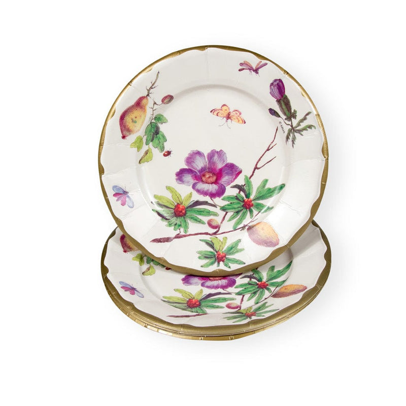 Caspari Porcelain Blooms Ivory Salad & Dessert Plates - 8 Per Package