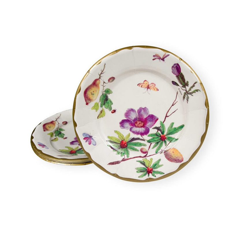 Caspari Porcelain Blooms Ivory Salad & Dessert Plates - 8 Per Package