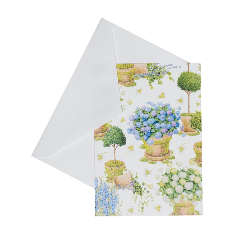 Caspari Potted Hydrangeas Boxed Note Cards - 8 Note Cards & 8 Envelopes