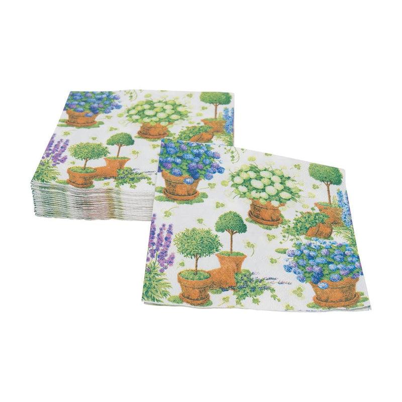 Caspari Potted Hydrangeas Cocktail Napkins - 20 Per Package