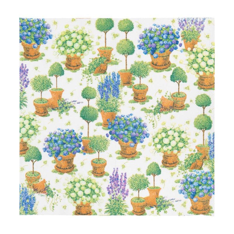 Caspari Potted Hydrangeas Cocktail Napkins - 20 Per Package