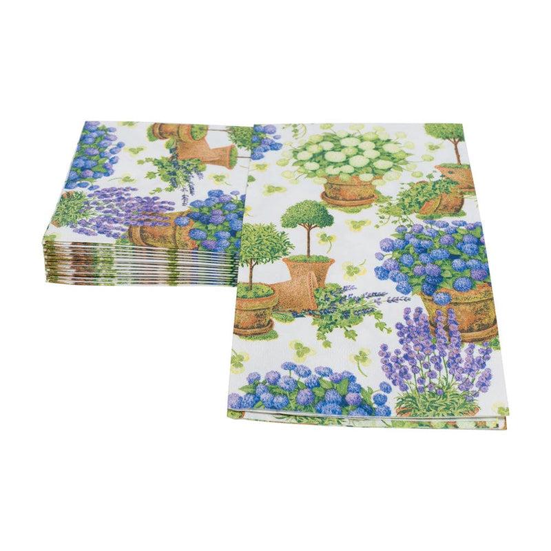 Caspari Potted Hydrangeas Guest Towel Napkins - 15 Per Package