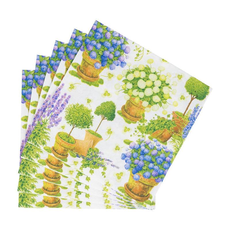 Caspari Potted Hydrangeas Luncheon Napkins - 20 Per Package